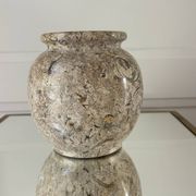 Fossil stone round vase