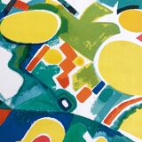 Original lithograph signed by jacques lagrange, abstract composition (landscape), 1974