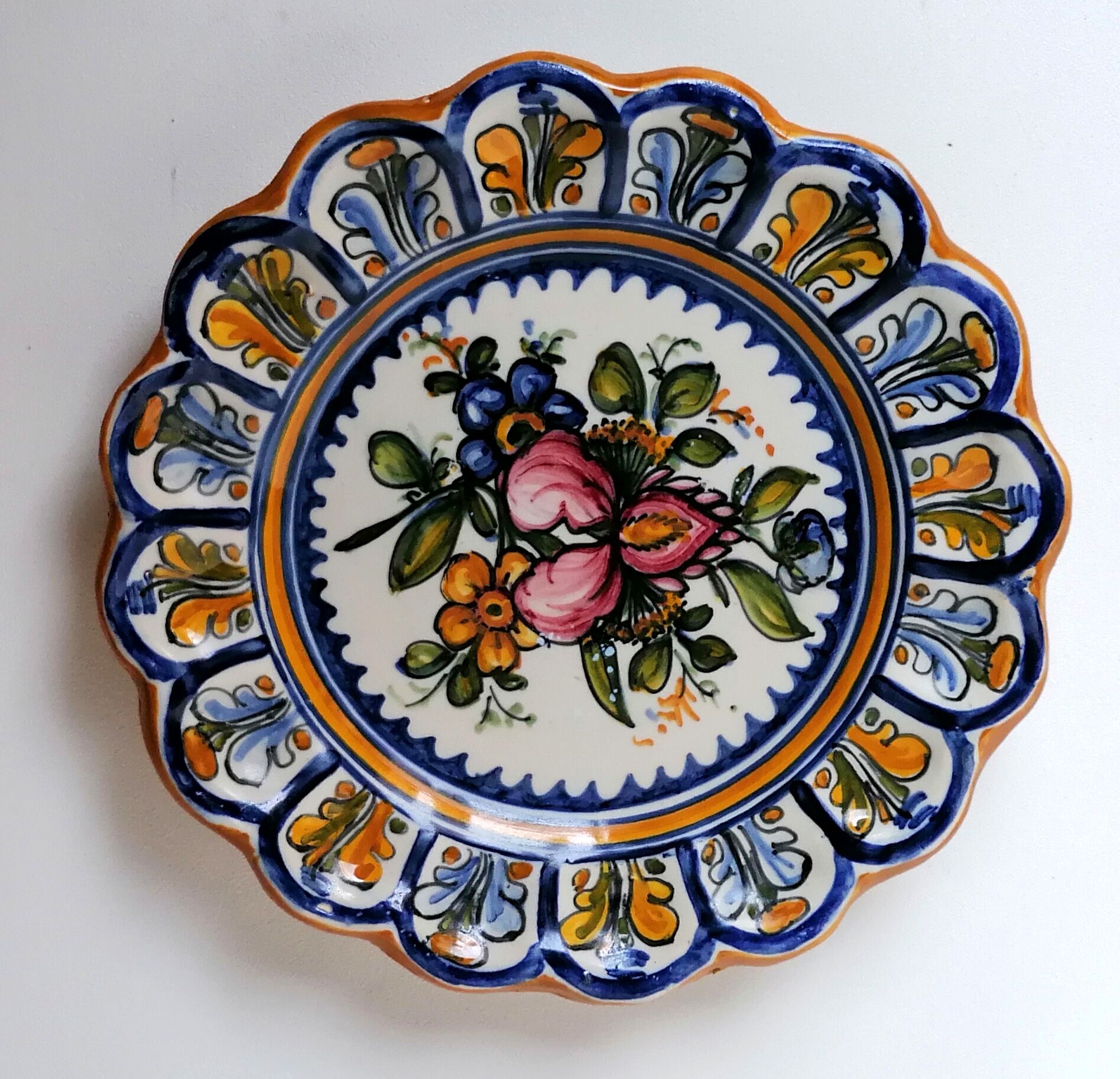 Spanish glazed stoneware talavera plate