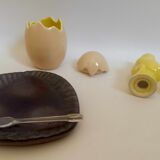 Set salt pepper mustard ceramic 60s