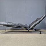Vintage black leather chaise longue by Peter Mally for Cor, 1990s