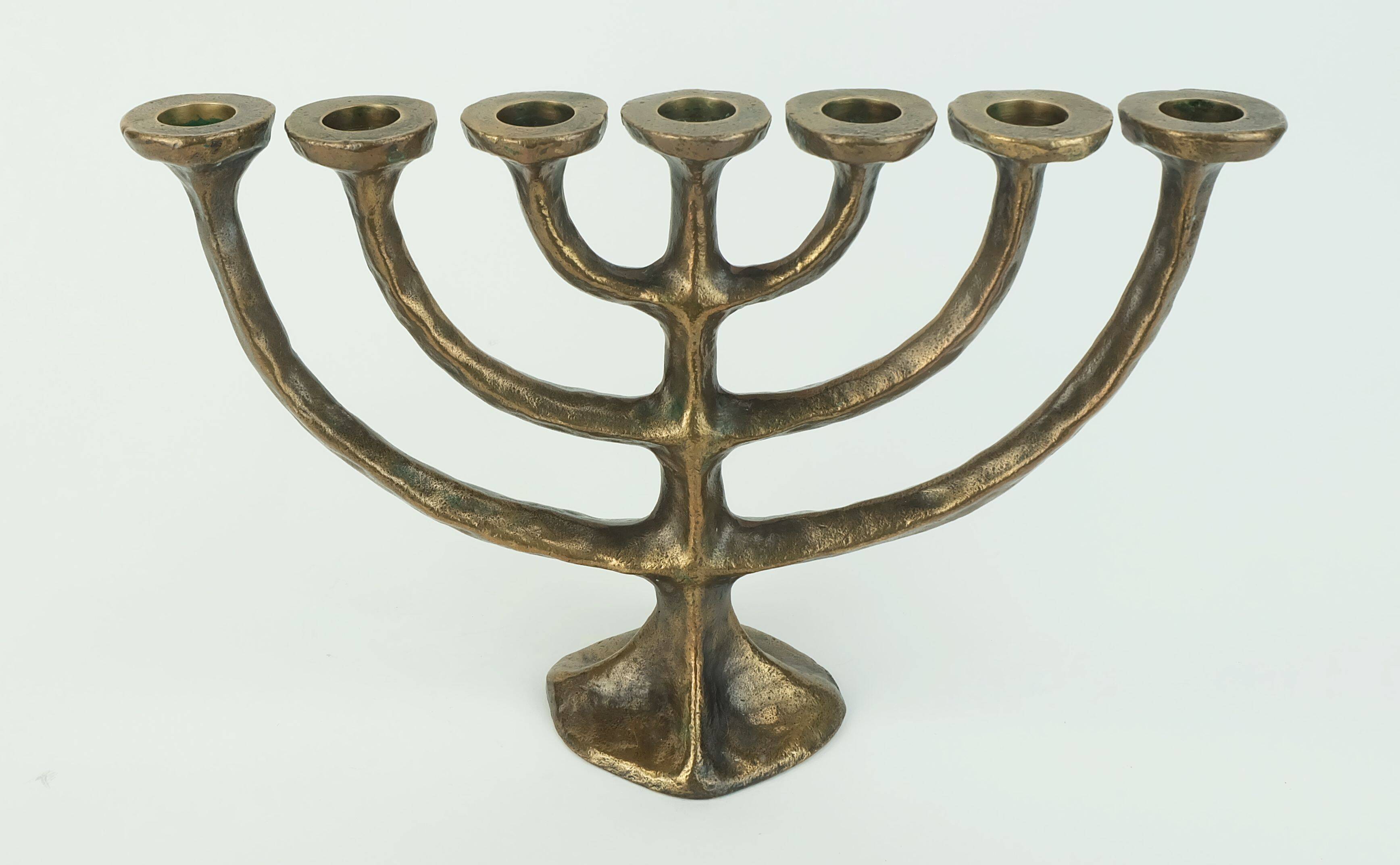 7-armed cand1960s 70s mid century brutalist bronze CANDELABRA