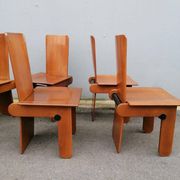 Wooden Chairs attributed to Carlo Scarpa for Gavina, Italy, 1970s, Set of 6