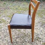 4 chaises vintage bois et skaï années 70
