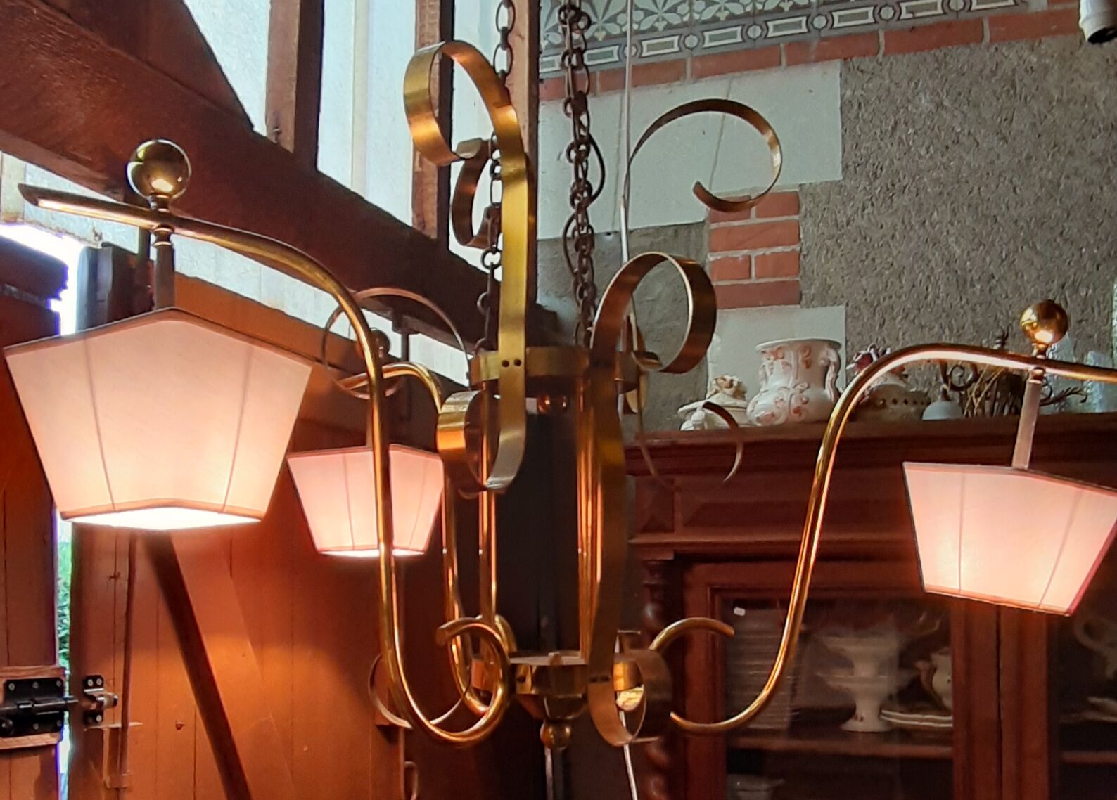 Gilded metal chandelier