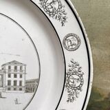 Antique fine earthenware plate "Palais Bourbon" Creil, early 19th century