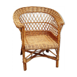 Vintage rattan wicker child's armchair