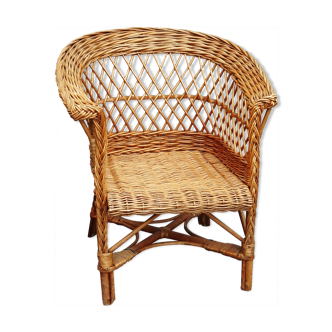 Vintage rattan wicker child's armchair