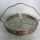 Aperitif platter, metal server and glass ramekins, Art Deco