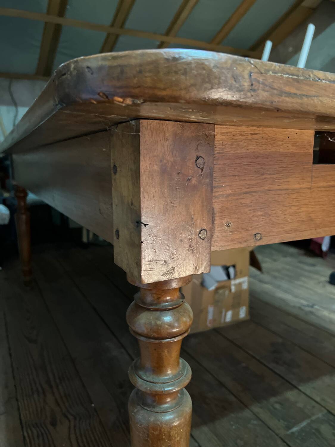 Solid wood farmhouse table, 19th century.