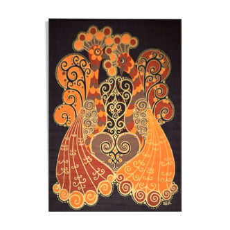 Tapestry - Rooster Hanging in Burlap