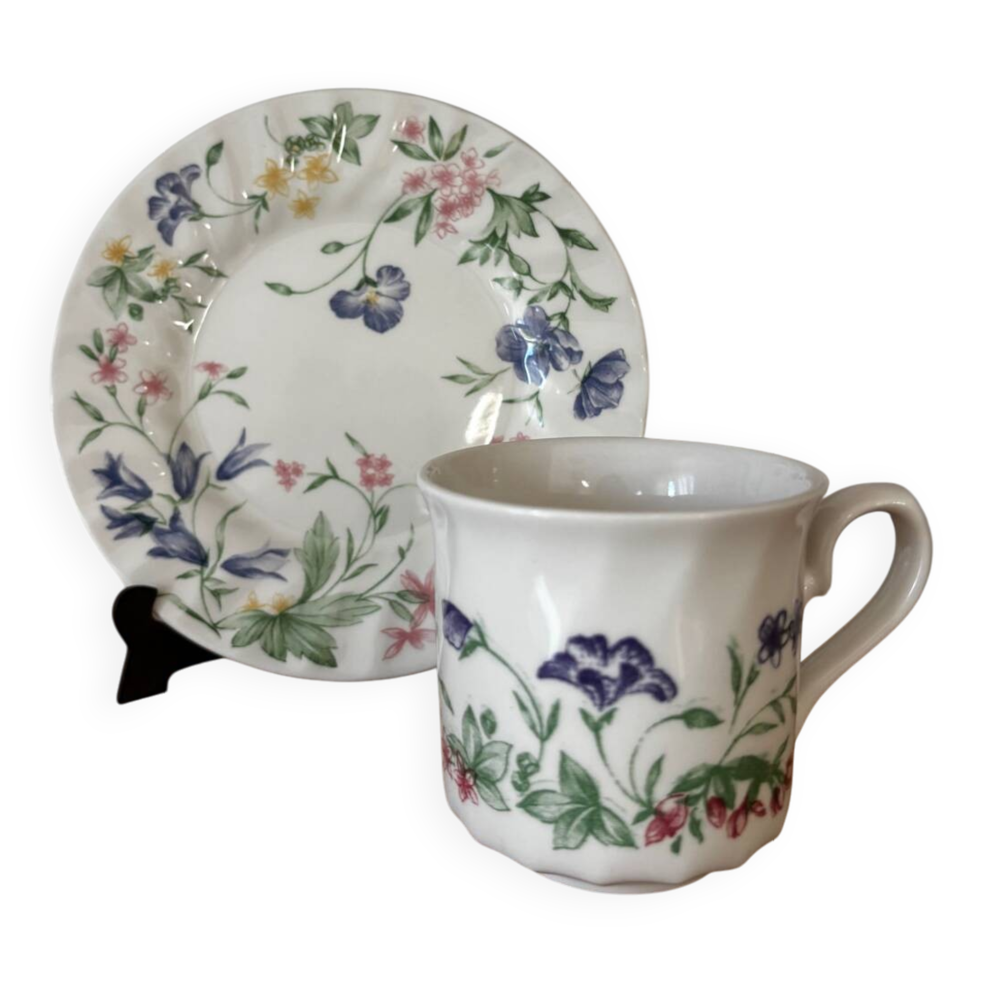 Crown Clarence English porcelain cup and dessert plate