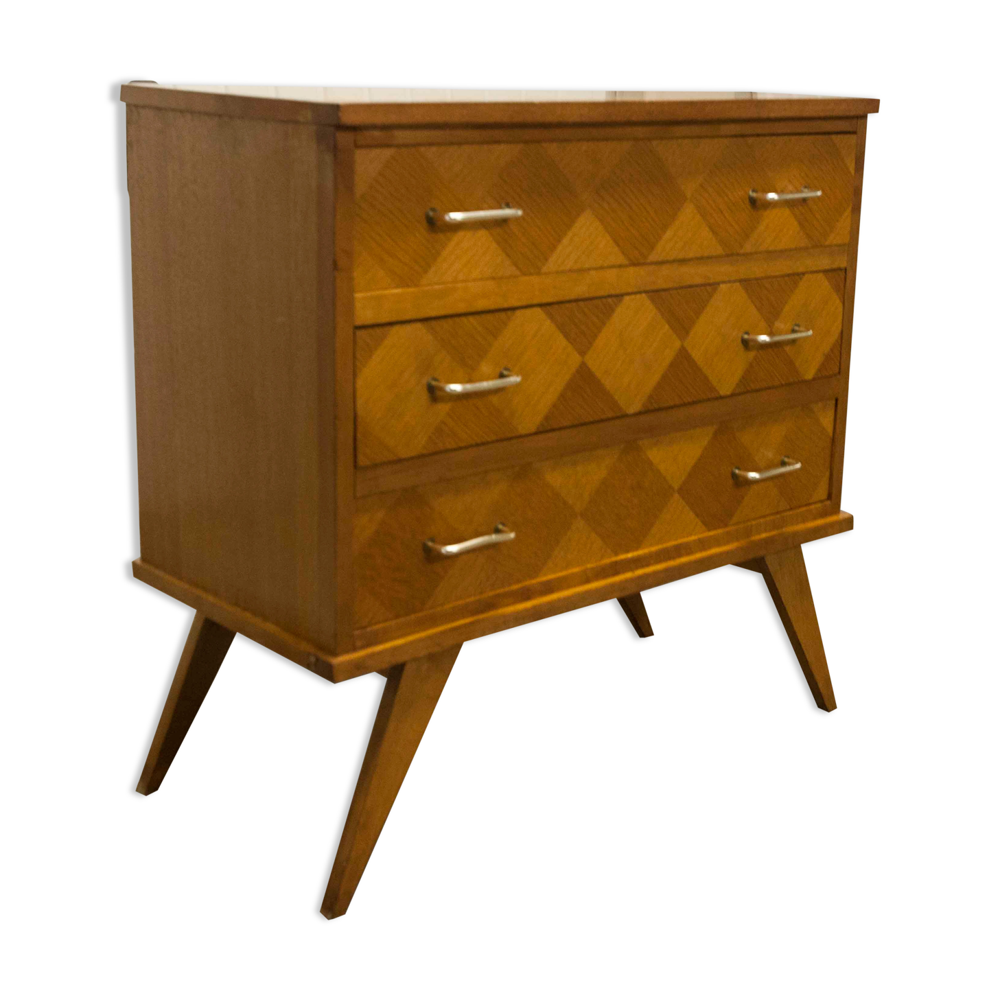Commode scandinave 3 tiroirs années 60 pieds compas