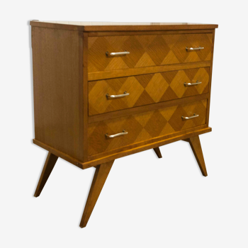 Commode scandinave 3 tiroirs années 60 pieds compas