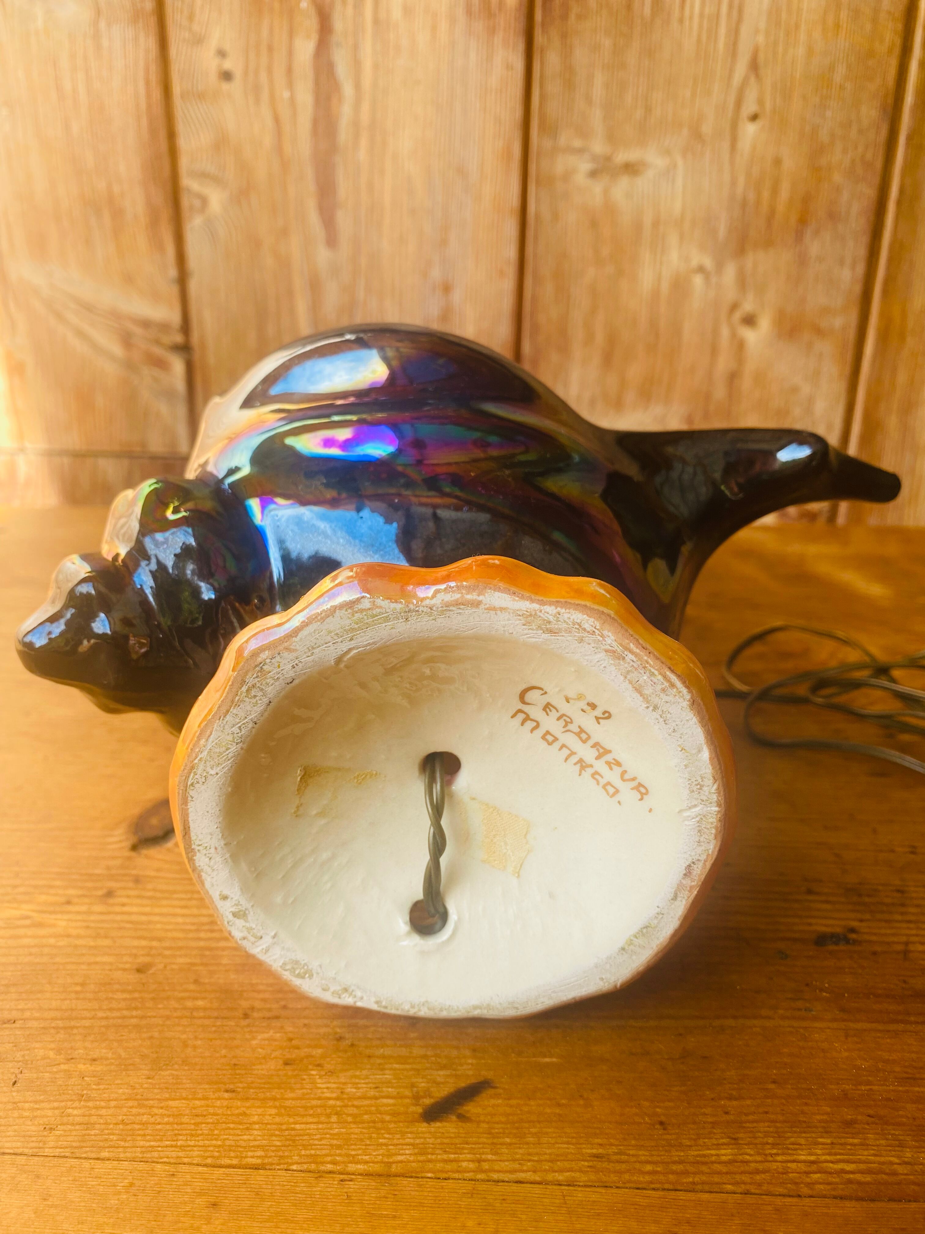 Lamp night light vintage ceramic shell fish.