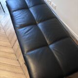 Black leather bench seat