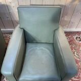 Paire de fauteuils club en Skaï vert 1940