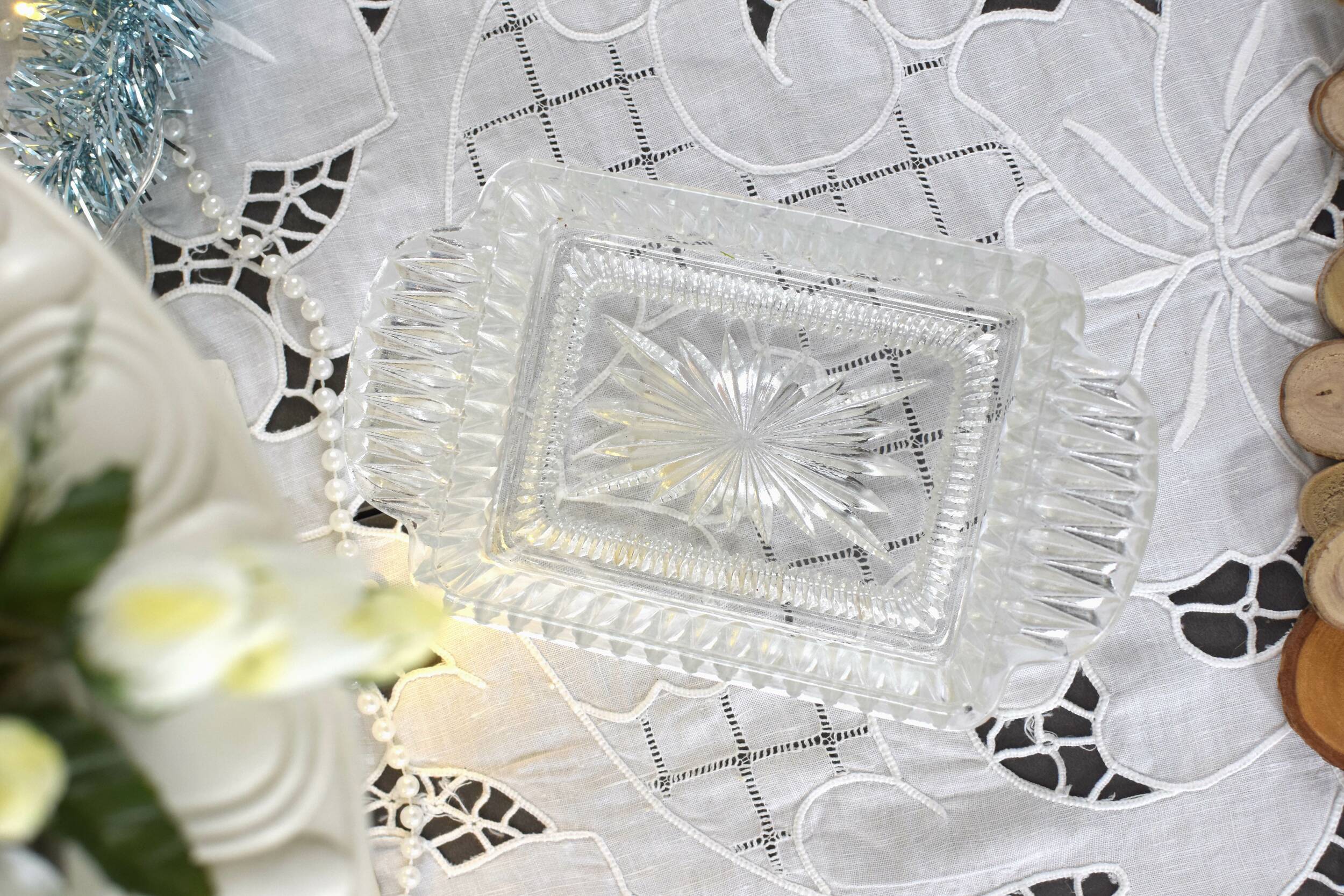 Vintage molded glass butter maker