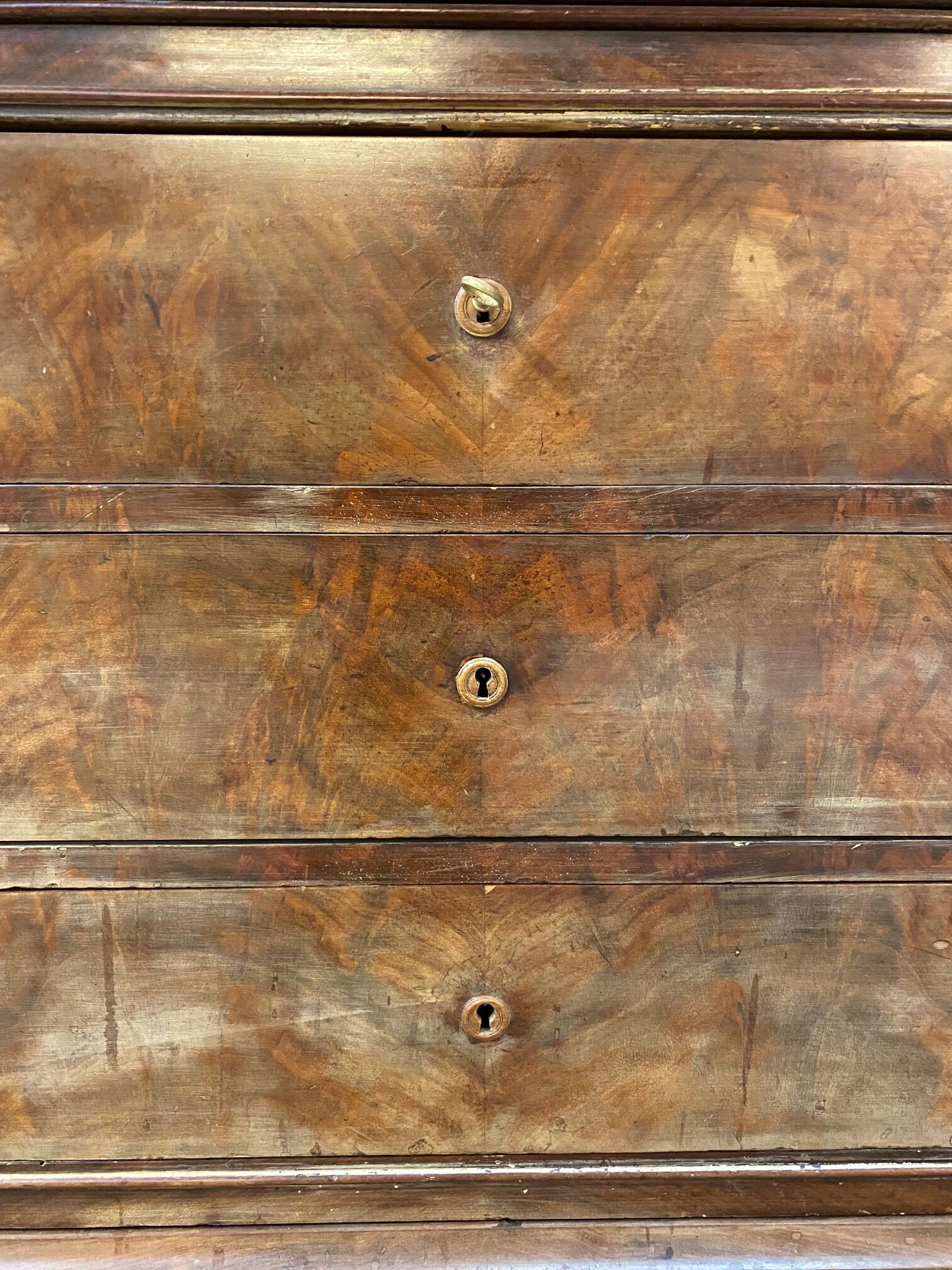 English chest of drawers circa 1920 mahogany veneer and marble top