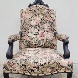 Napoleon III period armchair with floral tapestry, 19th century