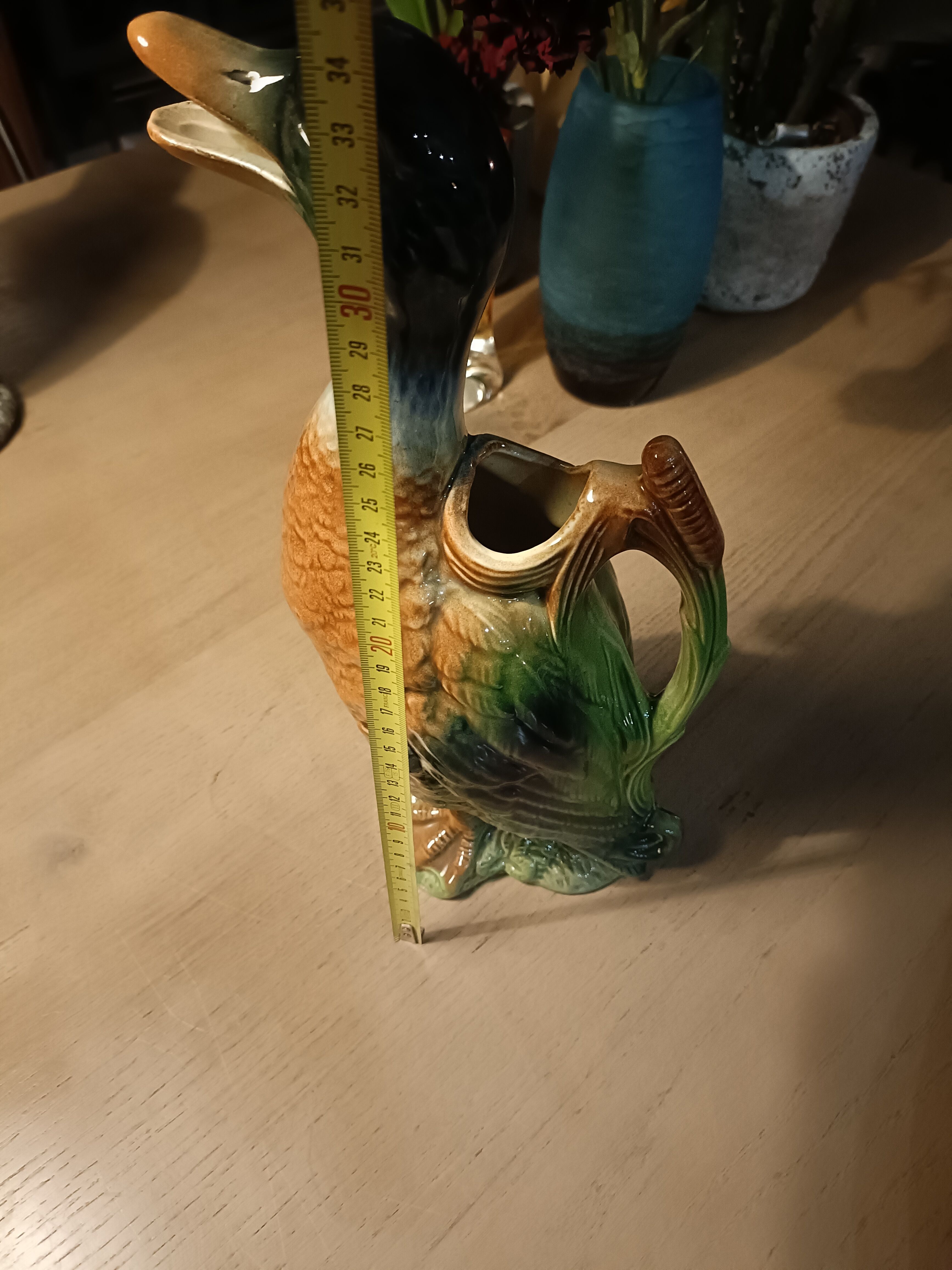 Duck slip signed Saint Clement, earthenware pitcher France