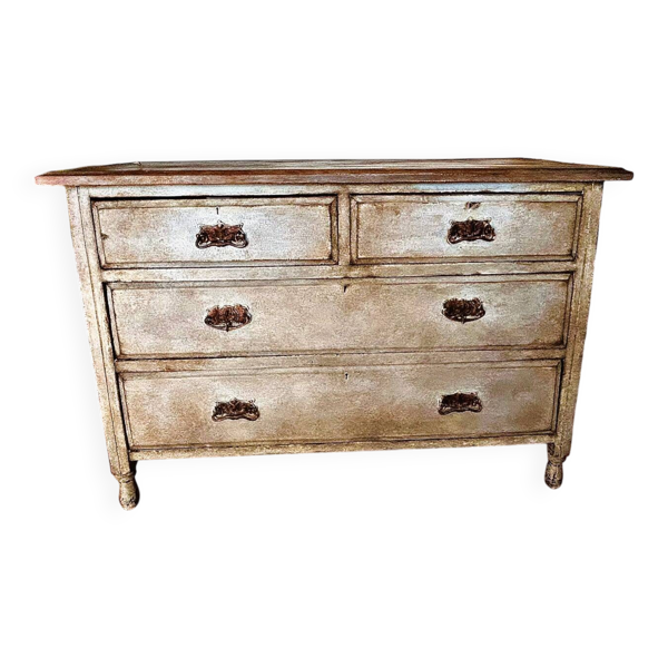 Commode ancienne patinée Toscane bleu gris