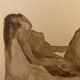 Tableau Aquarelle signé nu féminin au fauteuil