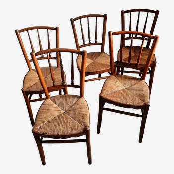 Lot de 5 chaises style faux bambou