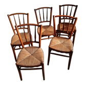 Lot de 5 chaises style faux bambou