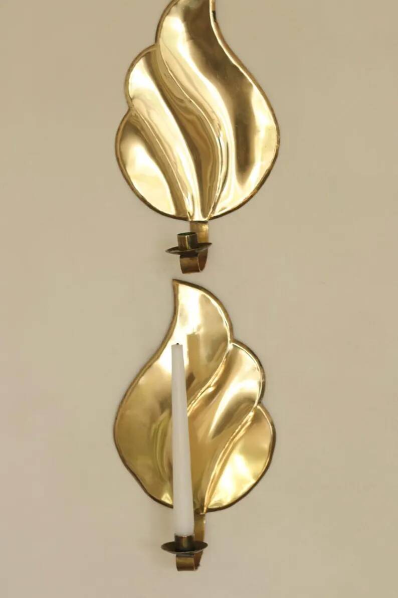 Pair of Swedish Mid-Century Brass Wall Sconces