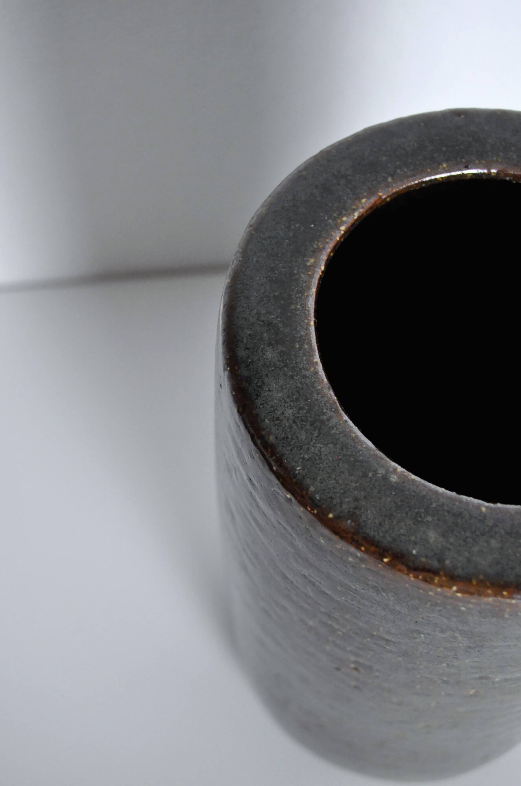 Vase en céramique aux tons terreux marron et vert par Palshus, Danemark, années 1960