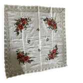 Nappe en lin fleurs brodées