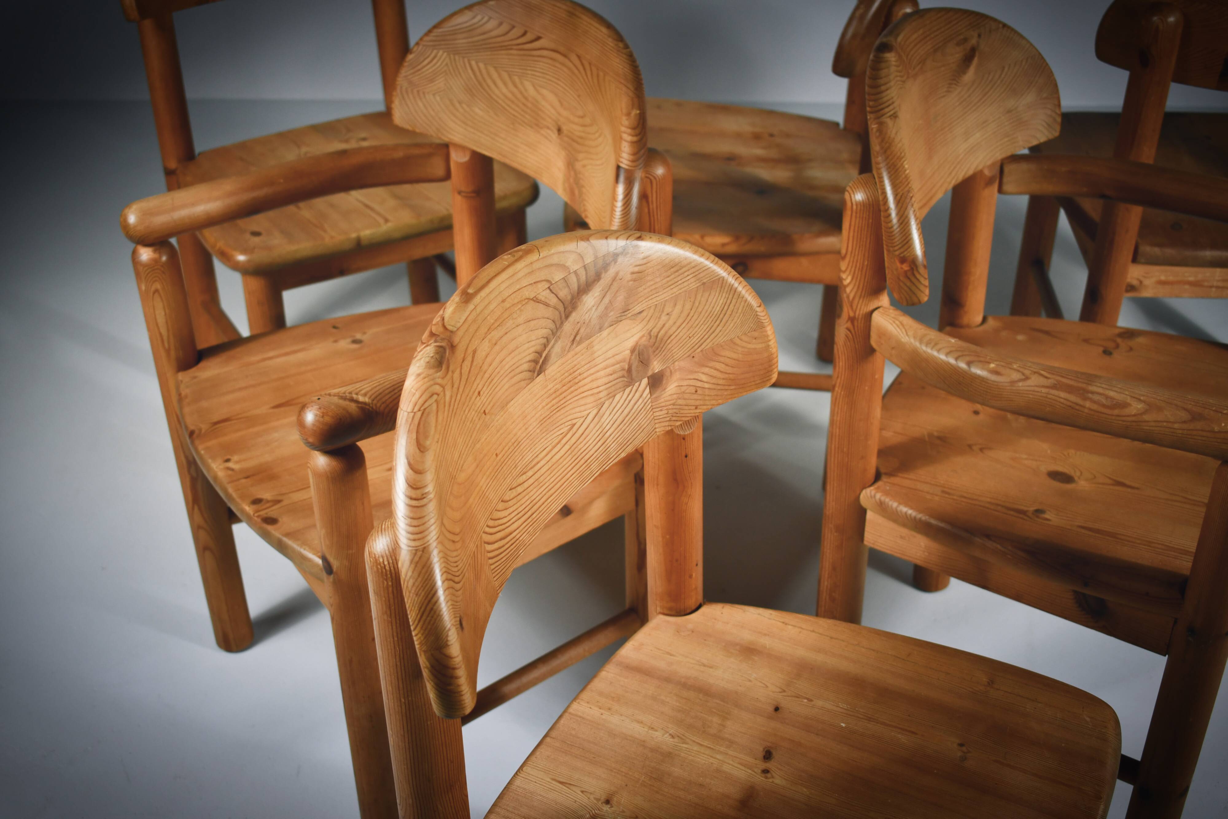 Dining chairs x 6, Rainer Daumiller, solid pine, 1970s