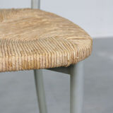 Chaise italienne vintage en paille et métal