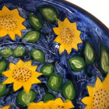 Portuguese ceramic dish decorated with sunflowers