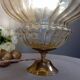 Table lamp with gold metal base, vintage amber globe