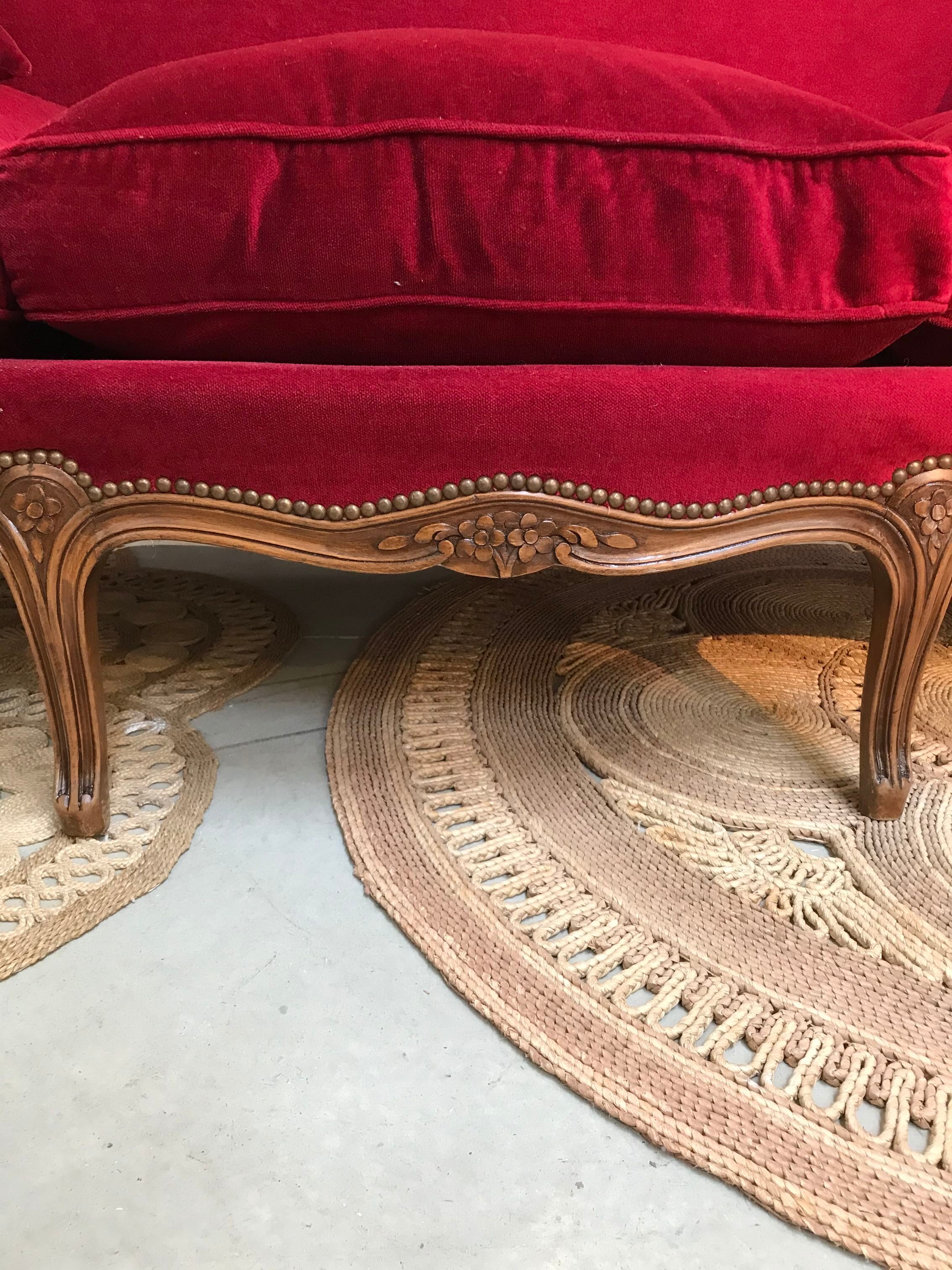 Louis Philippe-style velvet sofa