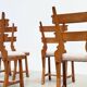 Set of six French brutalist dining chairs