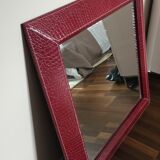 Square leather tower mirror 92x92cm