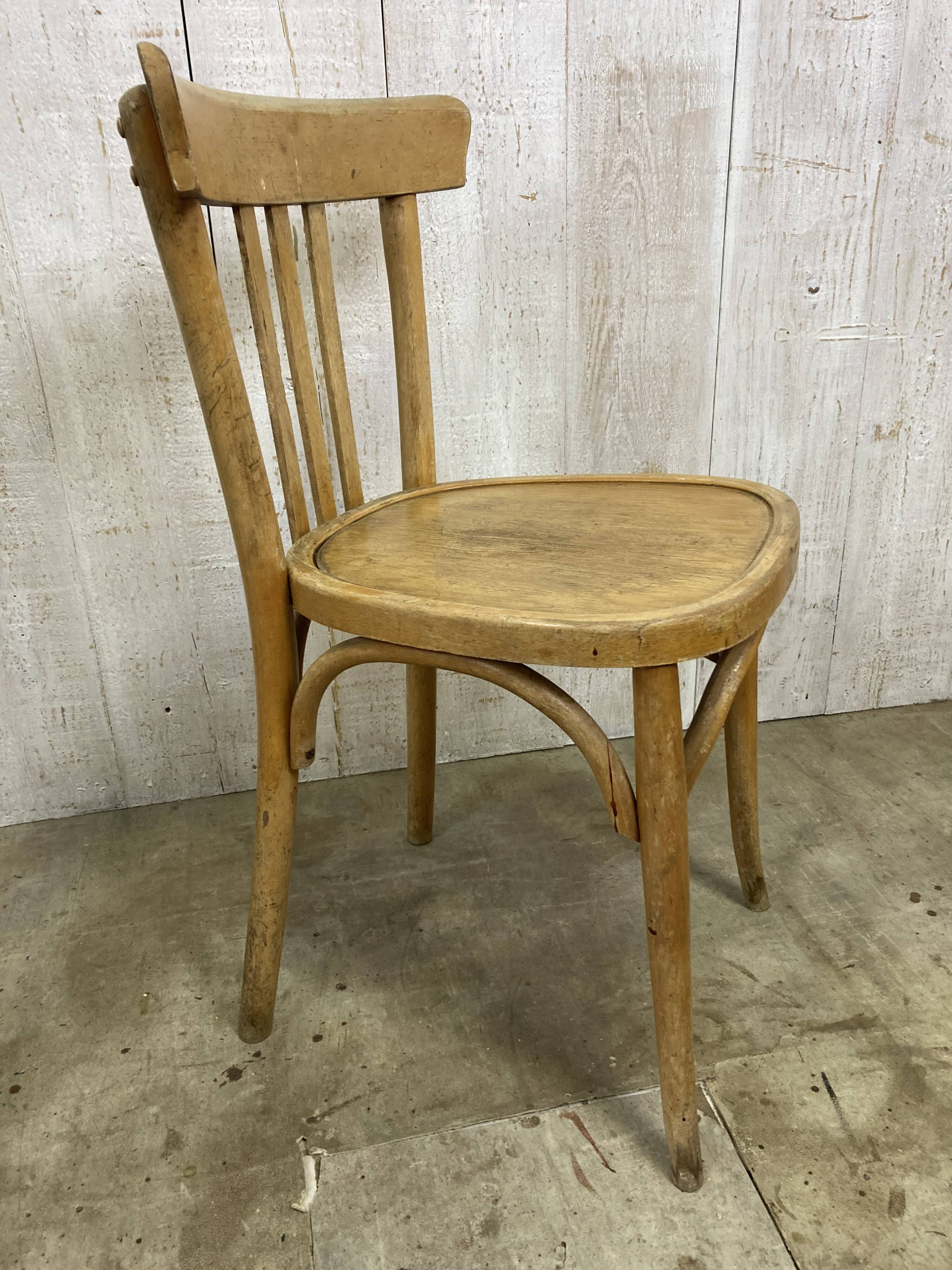 Série de 6 chaises bistrot en bois courbé