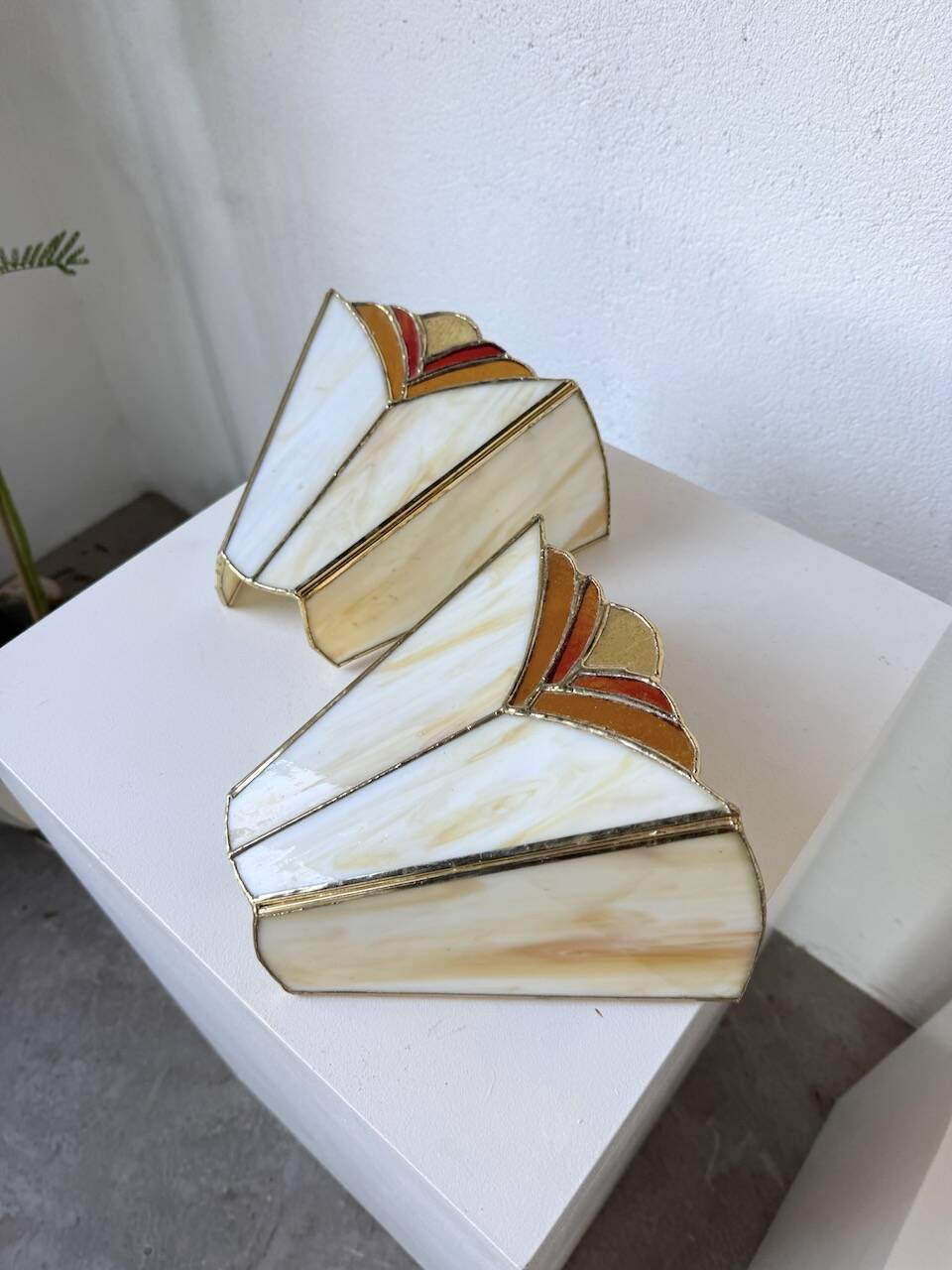 Paire applique style Art Déco verre nacre