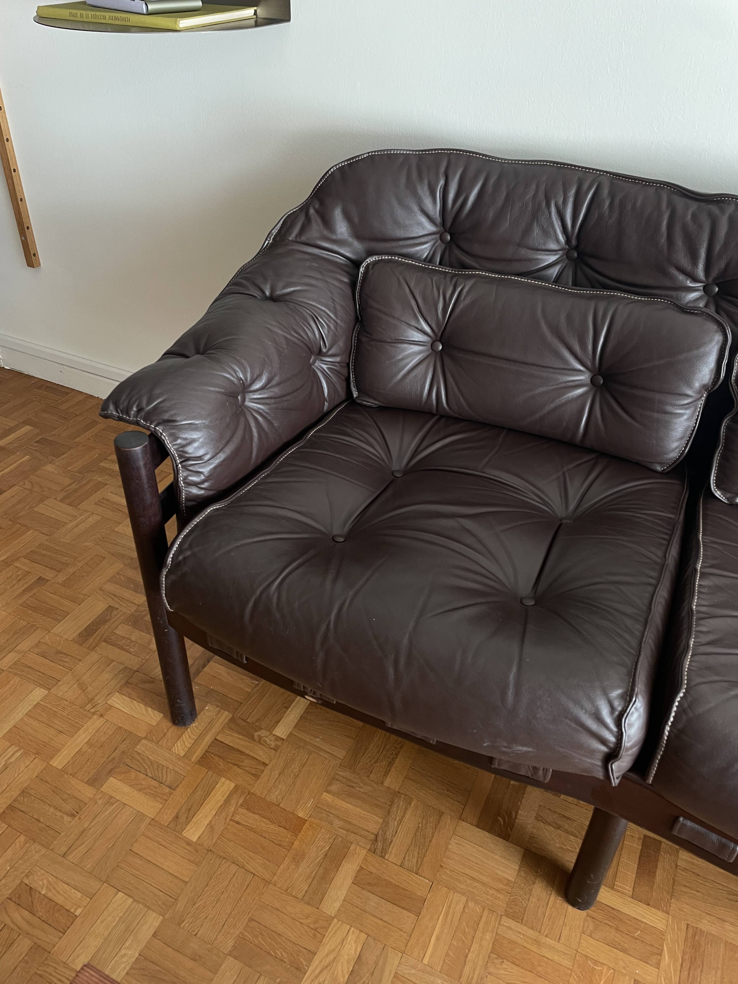 Canapé 3 places en cuir par Arne Norell pour Coja, années 70