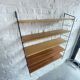 Scandinavian vintage wall shelf String real large model with 5 wood and black metal boards