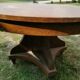 Beautiful art deco round table with central cask, 1930/40 marquetry decoration