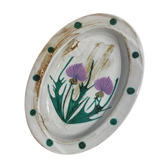 Oval dish Vallauris handmade thistles
