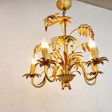 Vintage gilt metal palm chandelier, 1960s