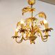 Vintage gilt metal palm chandelier, 1960s