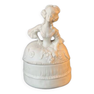 Old round box in biscuit porcelain, marquise, 19th century