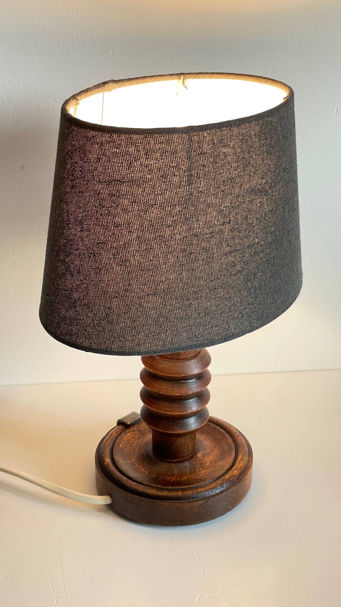 Vintage Charles Dudouyt Style Wooden Lamp