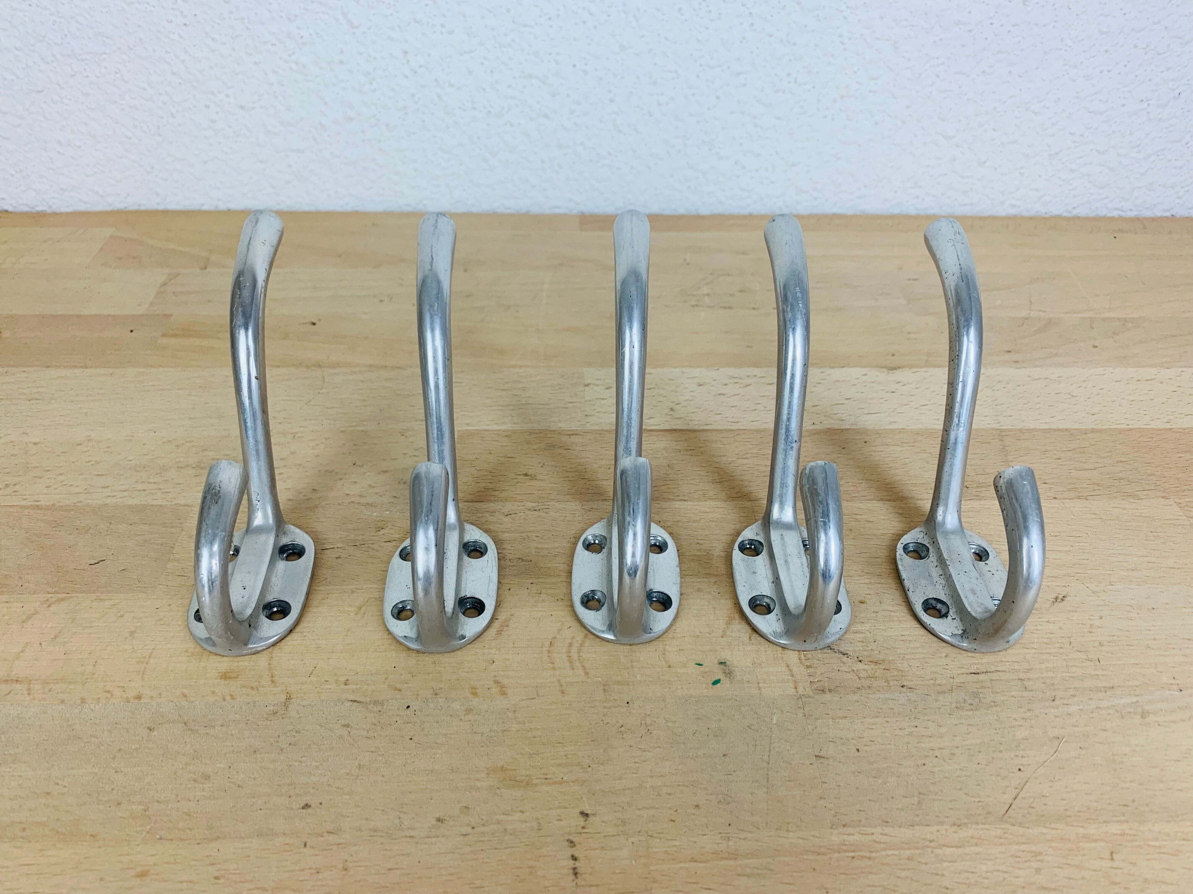 5 vintage aluminum hooks